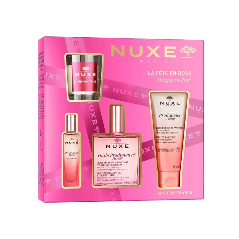 Nuxe Happy In Pink Cofre Huile Prodigieuse Florale 100ml + Perfume 15ml + Gel de Ducha 100ml